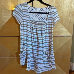 Anthropologie shirt by Meadow Rue, women’s small in tan and white stripes.